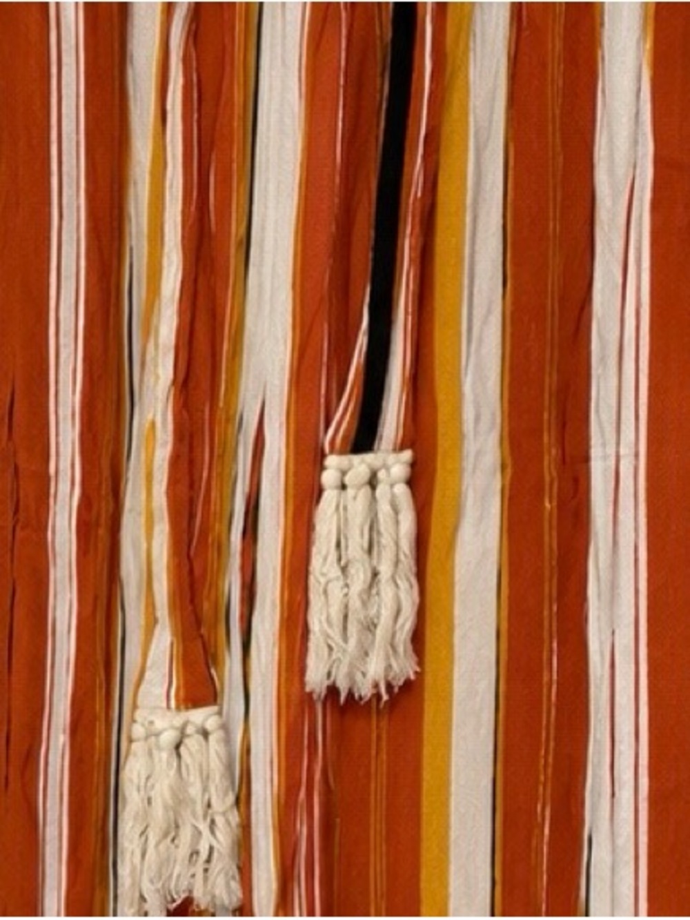 Simplee Striped Wide Leg Pants Orange Tie Waist Tassel Boho Size Large - Picture 5 of 6